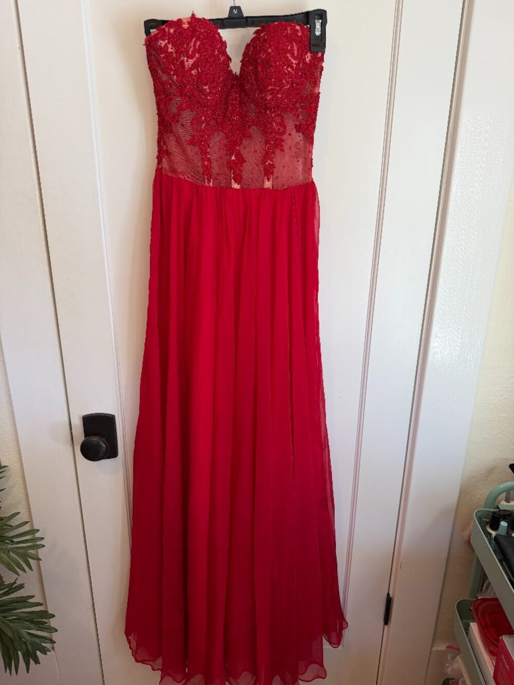 Red Sweetheart nude illusion fancy dress